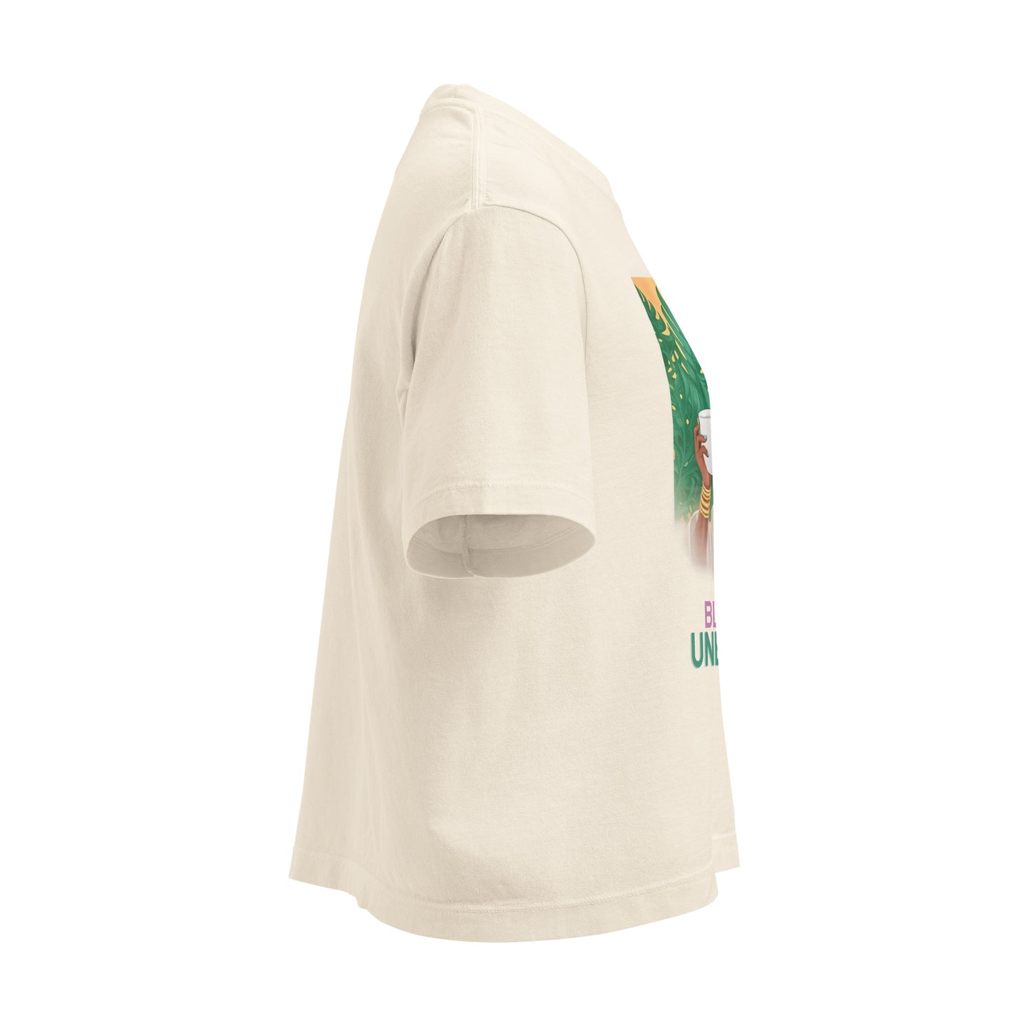 blessed and unbothered graphic tee peace of mind shirt neutral aesthetic faith based t shirt women right side view