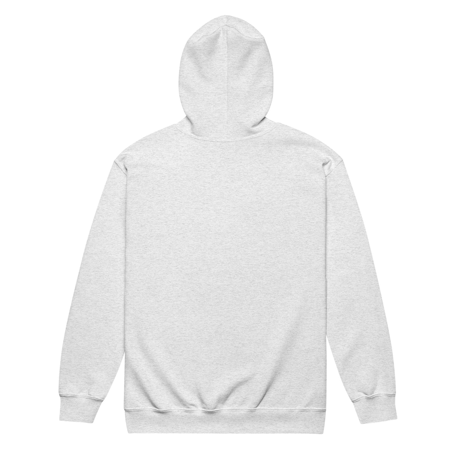 back view of grey zip-up hoodie with 'Wife Mom Boss Club' embroidered text in lavender on a white background