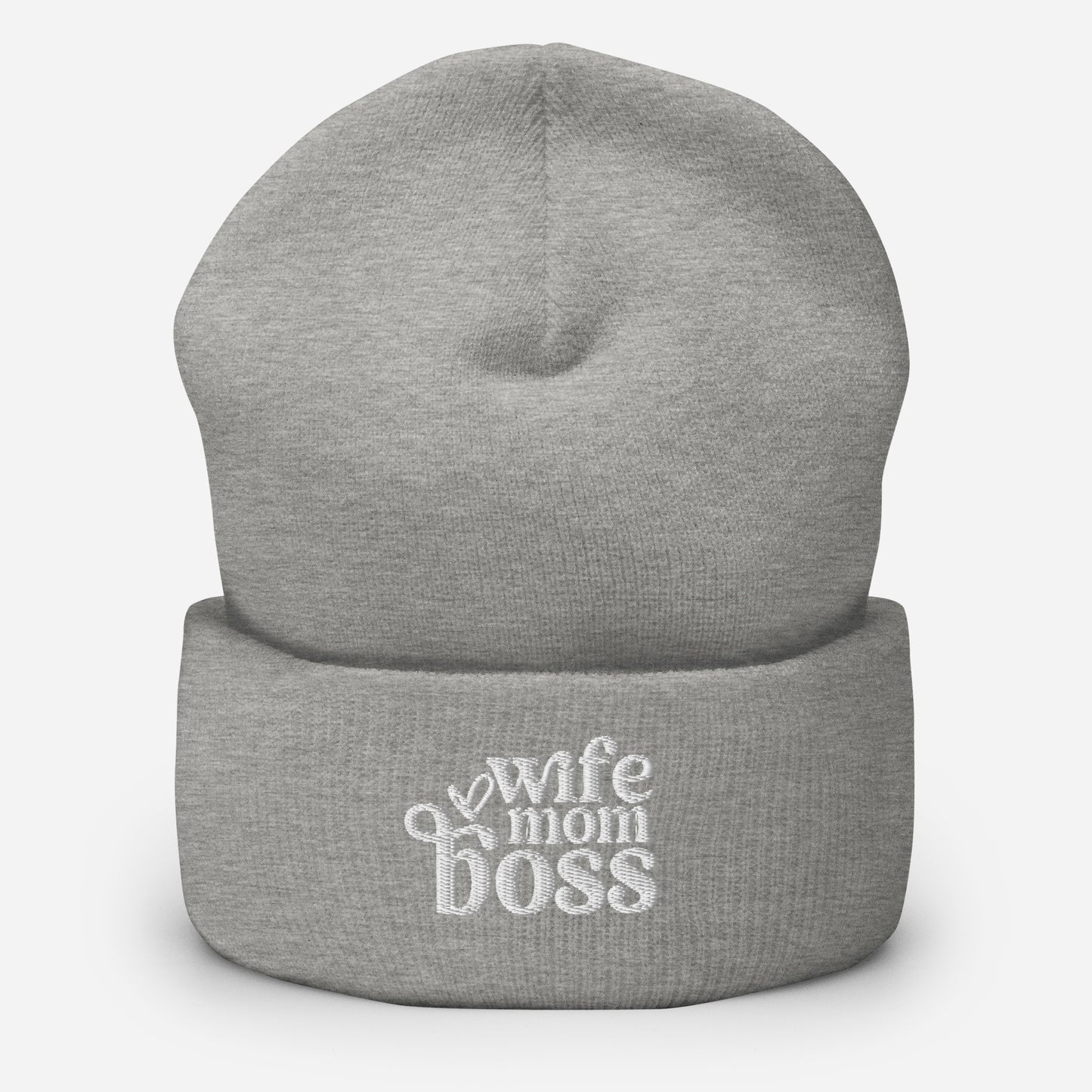 Wife Mom Boss Beanie – Inspirational Christian Mom Hat – Cozy Embroidered Knit Gift for Mom