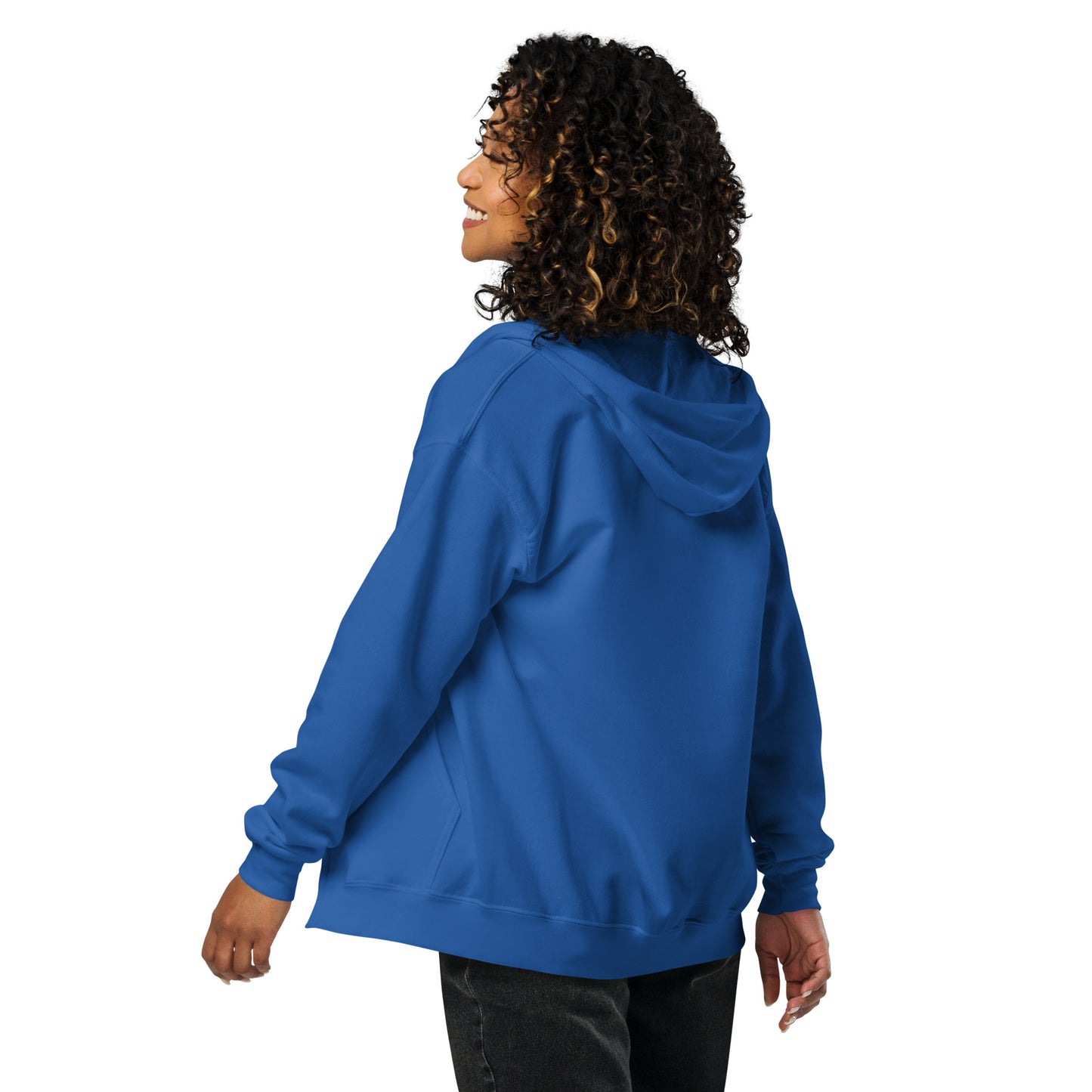model wearing mom life hoodie gift embroidered zip up sweatshirt back