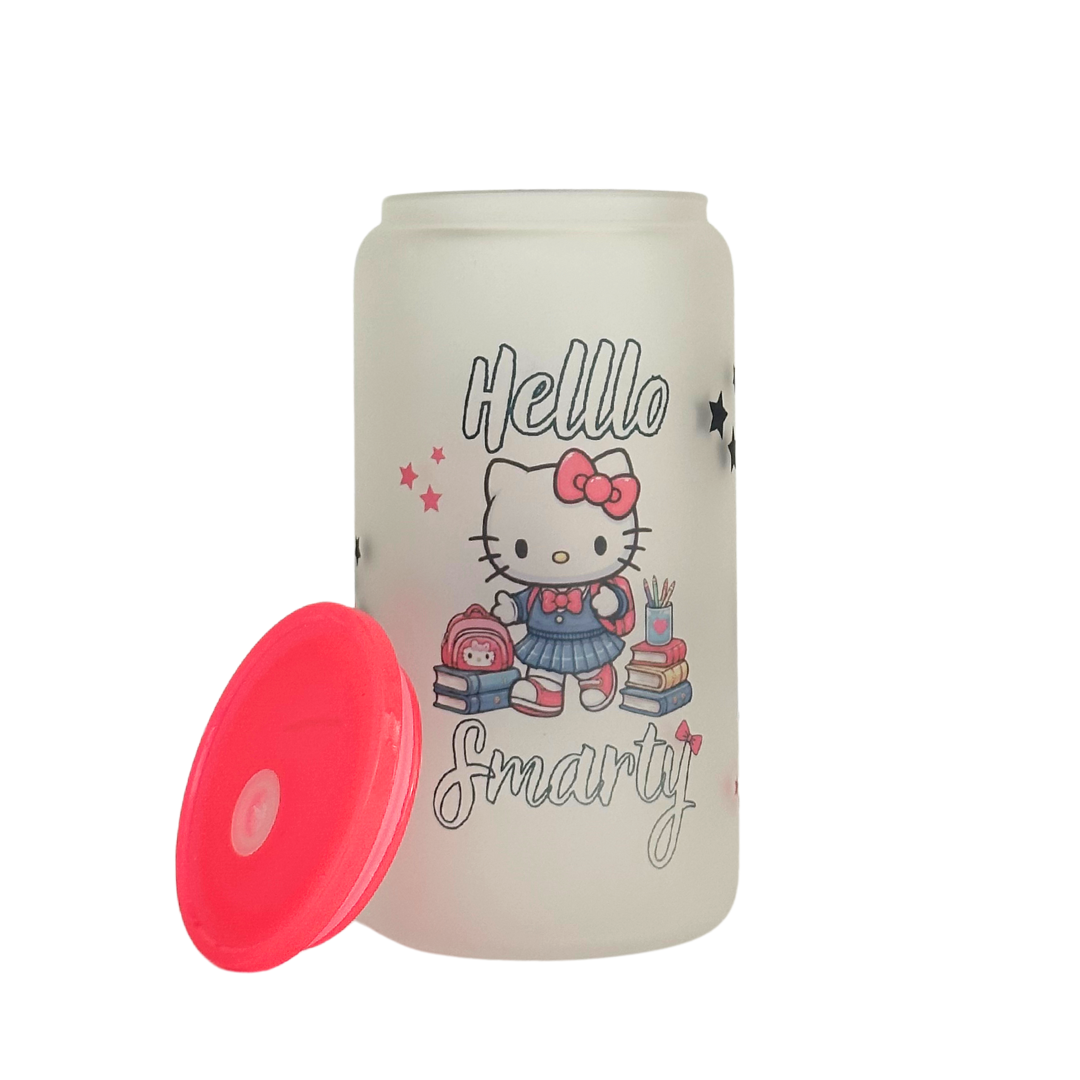 Hello Smarty 16oz Glass Can