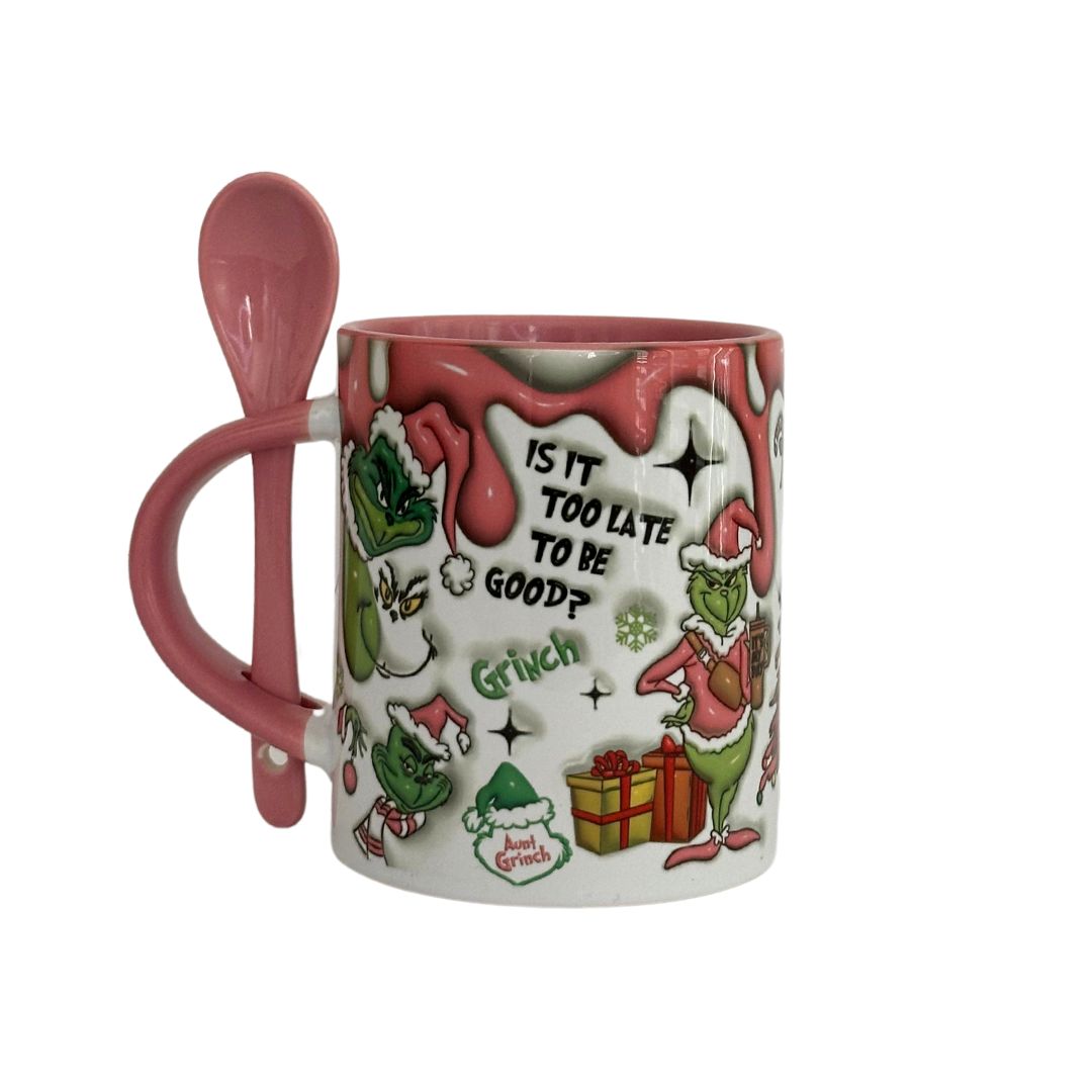 Pink Grinch Christmas Mug