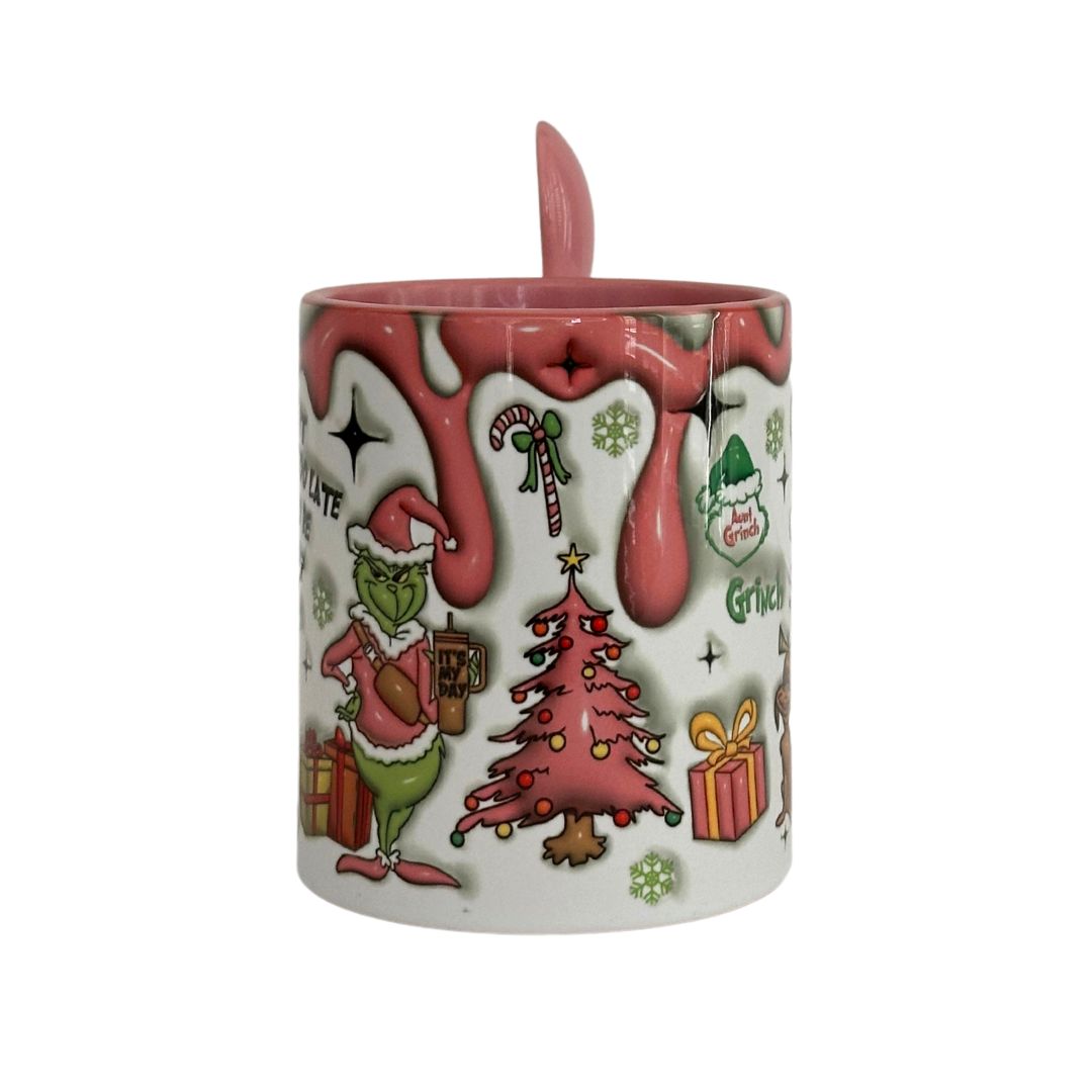 Pink Grinch Christmas Mug