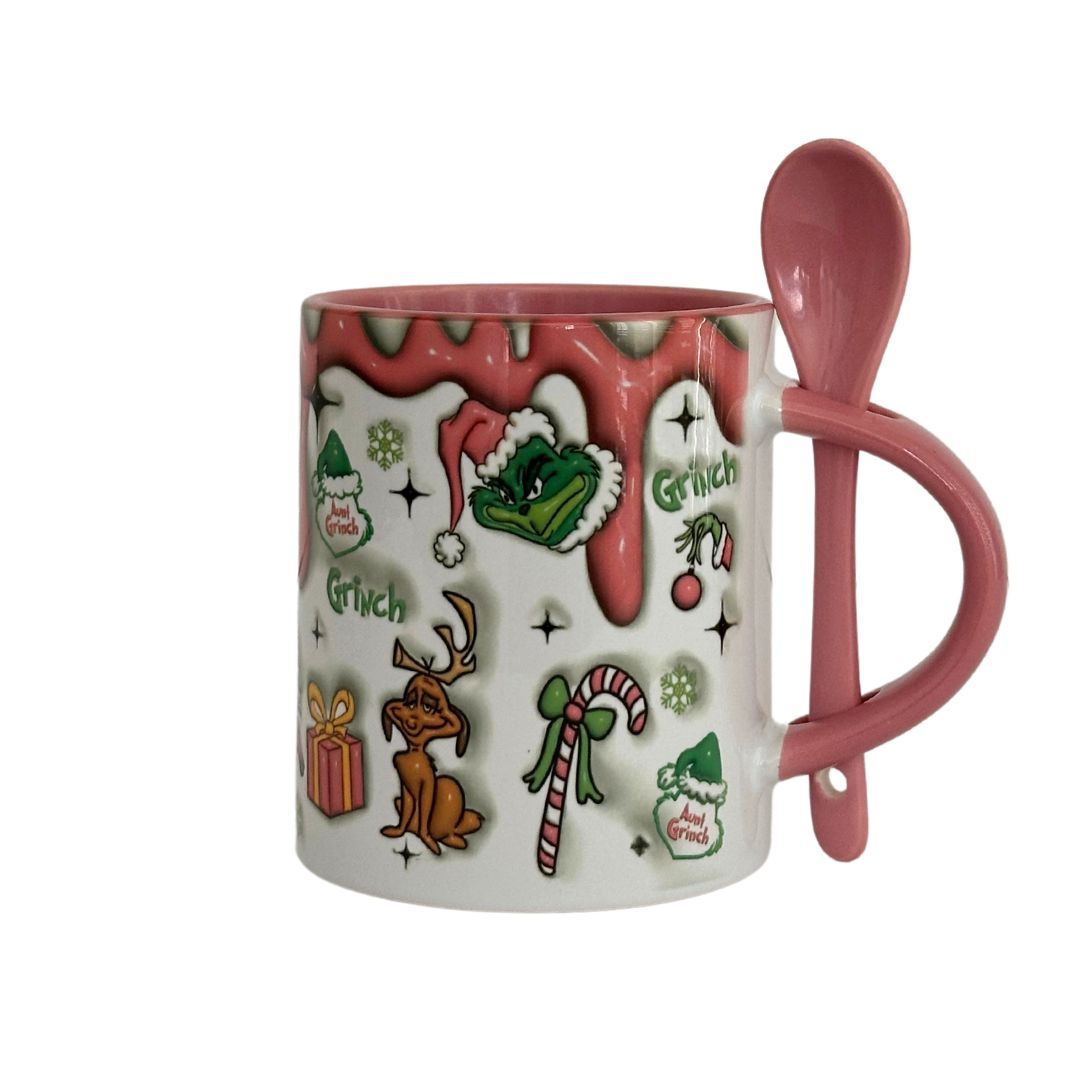 Pink Grinch Christmas Mug