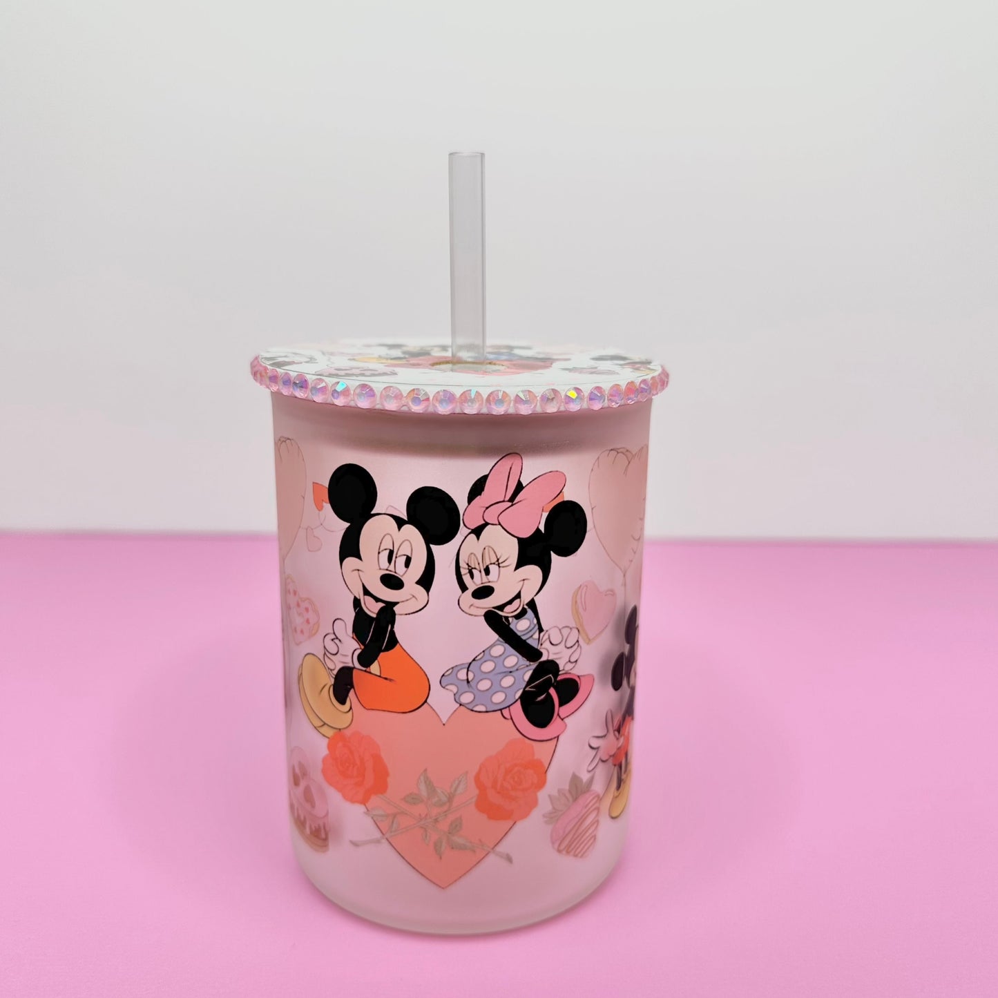 Micky & Minnie love Glass mug