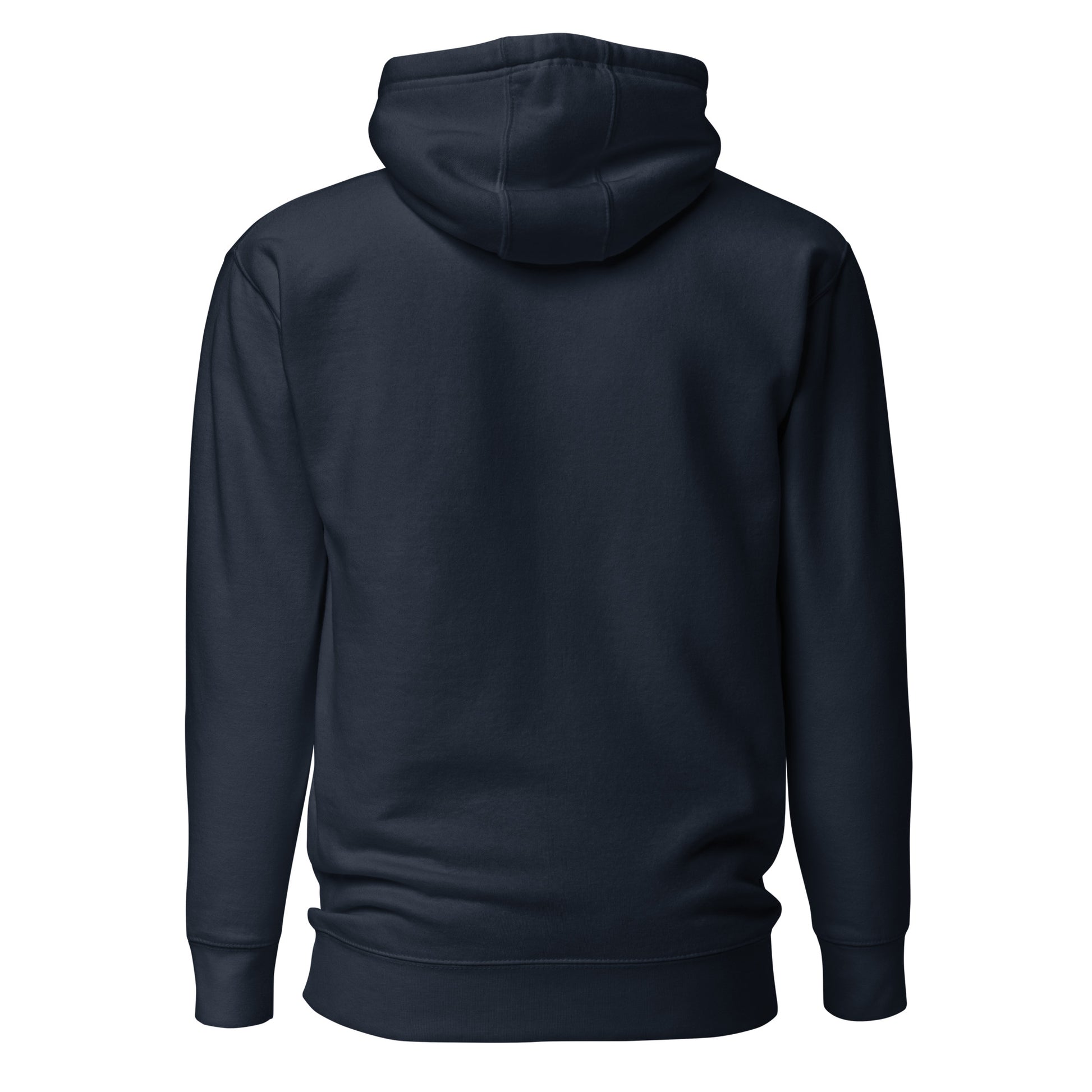 Embroidered Note to Self hoodie, inspirational clothing in navy with blank back view 
