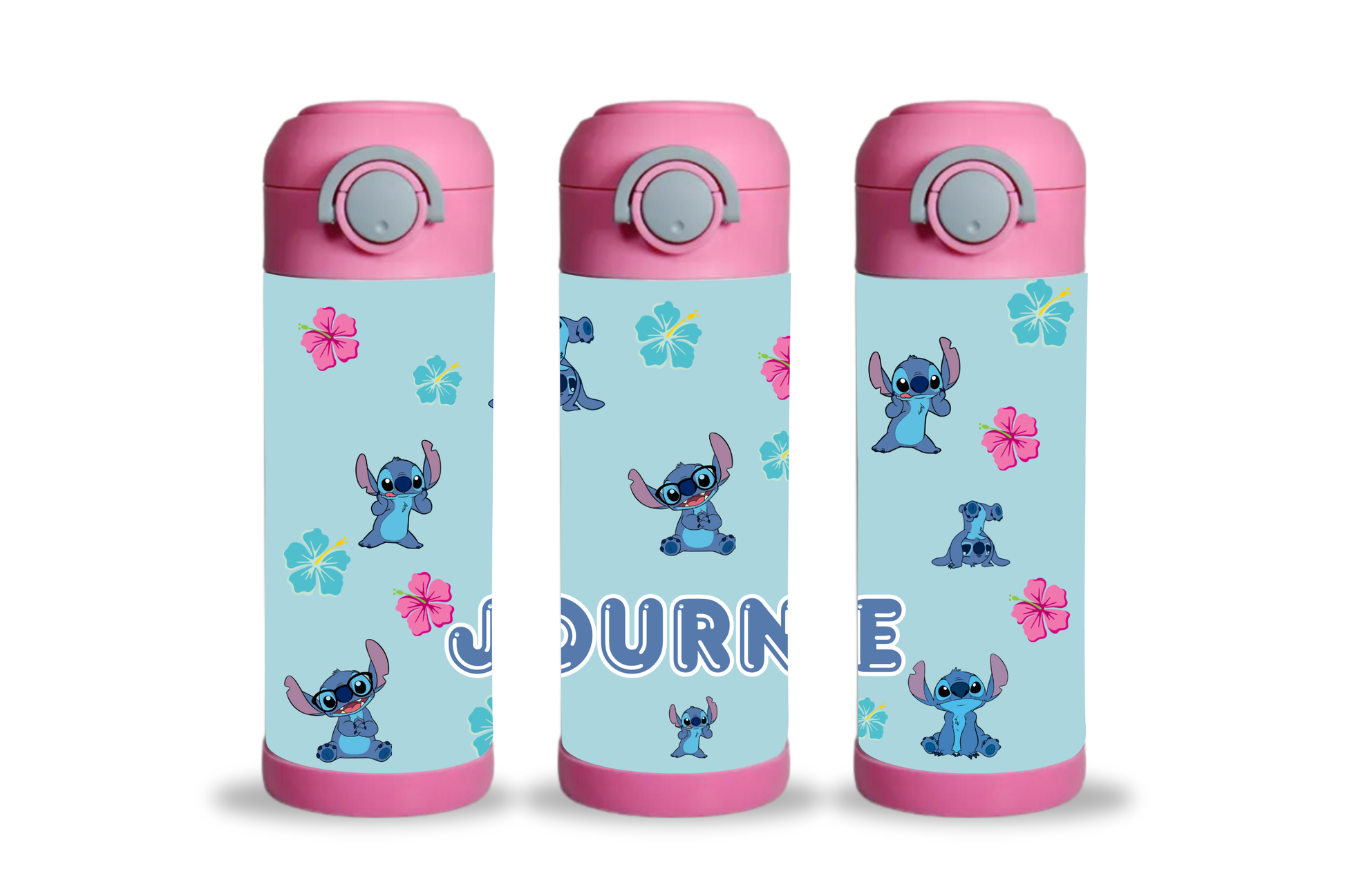 Kids Water Bottle with Lilo & Stitch pink and teal