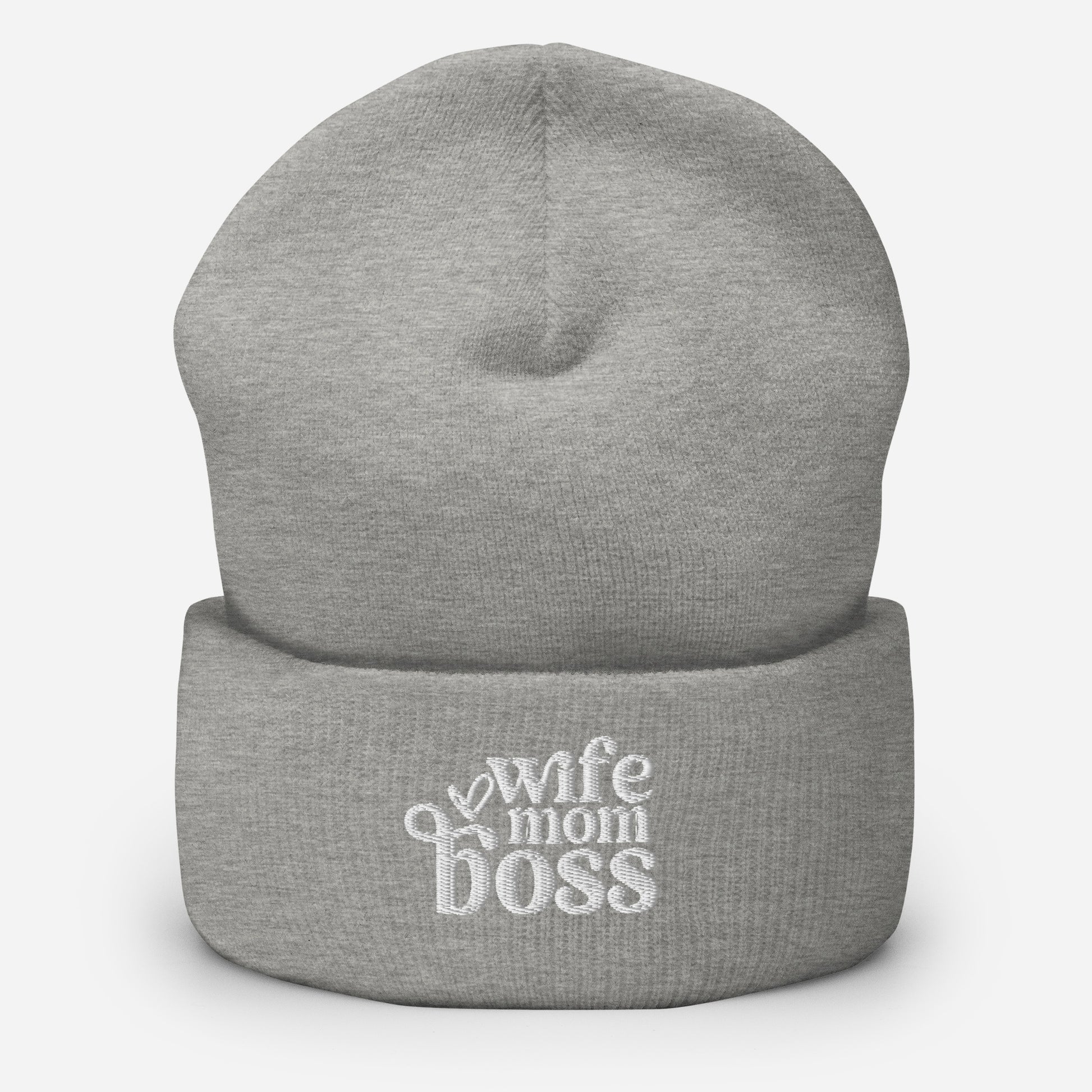 Wife Mom Boss Beanie – Inspirational Christian Mom Hat – Cozy Embroidered Knit Gift for Mom