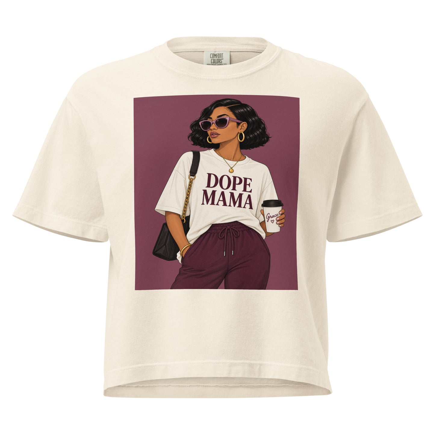 Dope MAMA graphic tee in cream featuring an illustrated stylish mom design