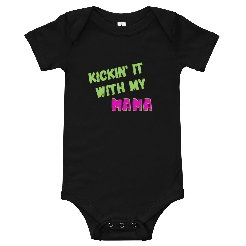 Kickin-It-with-Mama-baby-short-sleeve-baby-onesie-black