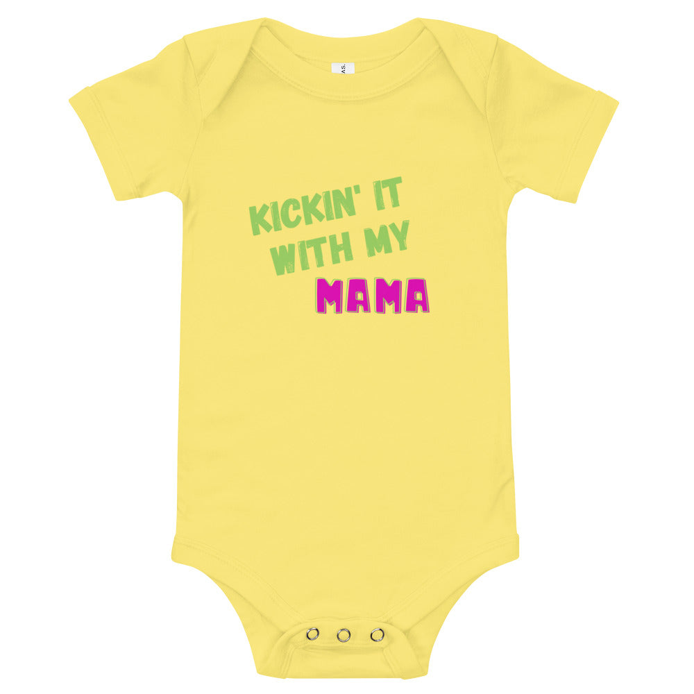 Kickin-It-with-Mama-baby-short-sleeve-baby-onesie-yellow